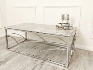 Stella Chrome Coffee Table Ash Grey Stone